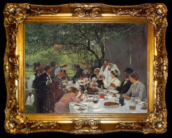 framed  Albert Auguste Fourie The wedding meal in Yport, ta009-2